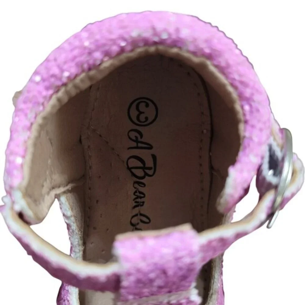 A Bear Co Toddler Size 3 Purple Glitter T-Strap Flats‎ Girl's
